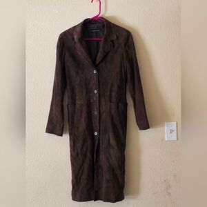 Massimo Dutti Dark Brown  Suede Coat Size Small.